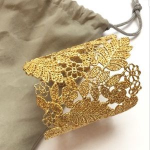 Gold Floral Filigree Cuff
